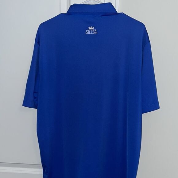 Peter Millar Duke Royal Blue Summer Comfort golf pocket polo shirt M Bridgestone - Picture 4 of 5